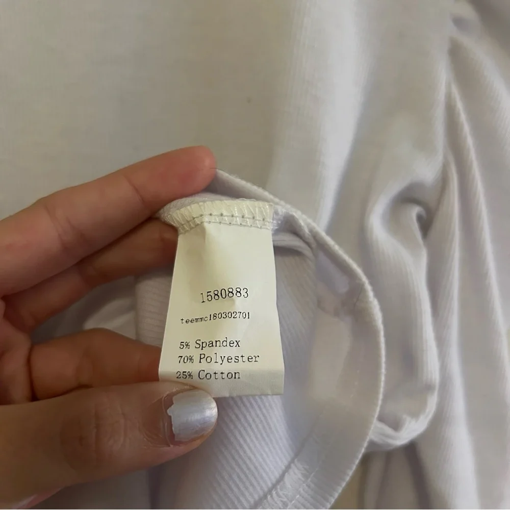 Shein Tops Soft Cream and White Fitted Neutral Stretchy Minimalist Basic Shirts - Picture 15 of 15